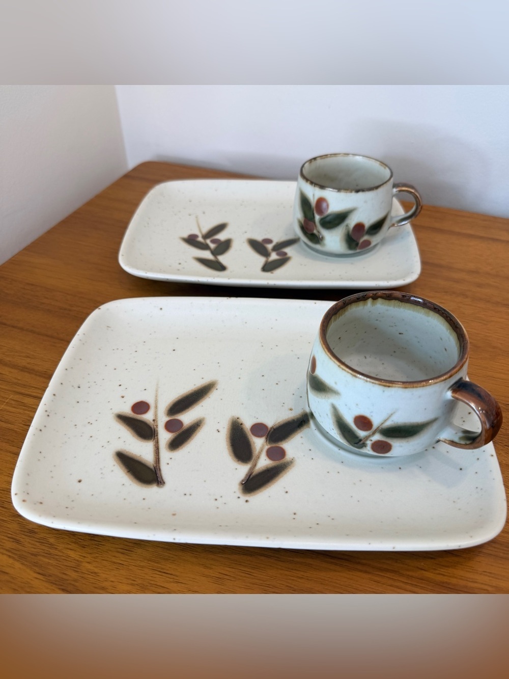 2 Vintage Otagiri Japan Bittersweet Snack MCM Mugs Tidbit Plates Set